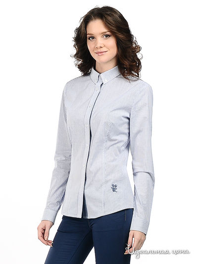 Блузка Fracomina, цвет цвет голубой / белый