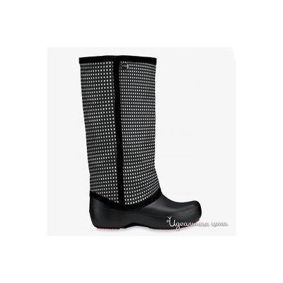 Сапоги Crocs, цвет цвет черный / принт горошек