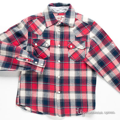 Рубашка WPM для мальчика, цвет красный / принт клетка