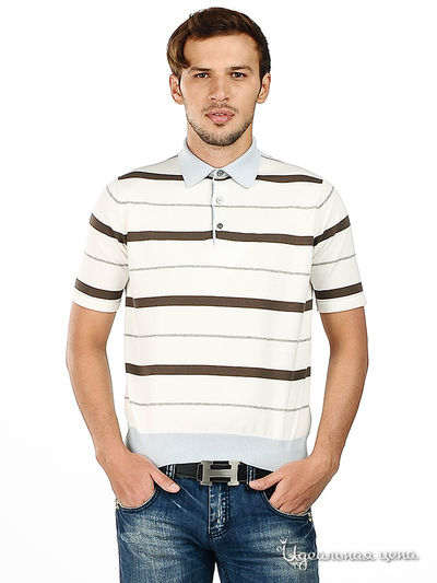 Футболка-поло Alessandro Bonimi, цвет цвет белый / коричневый