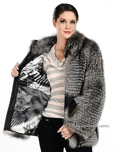 Куртка Русский мех женская, цвет серебристо-черный