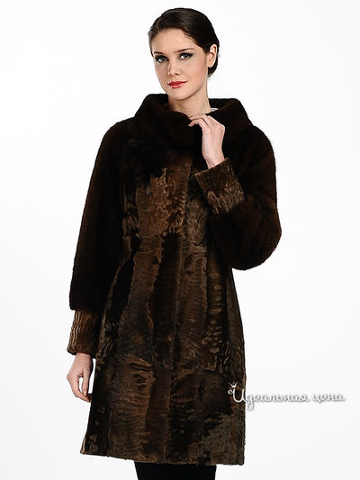 Пальто Русский мех женское, цвет коричневый