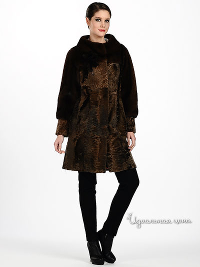 Пальто Русский мех женское, цвет коричневый