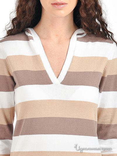 Пуловер Pezzo женский, цвет какао / бежевый / белый