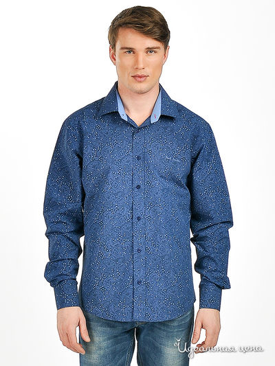 Рубашка Мультибренд мужская, цвет темно-синий / синий / белый