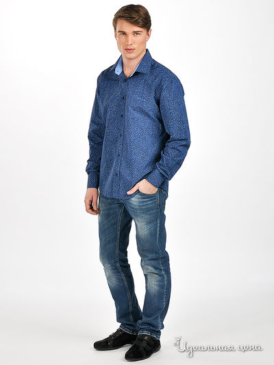 Рубашка Мультибренд мужская, цвет темно-синий / синий / белый