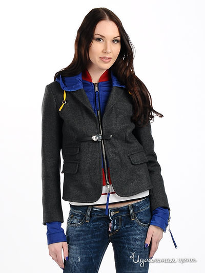 Куртка Мультибренд, цвет цвет серый меланж / синий