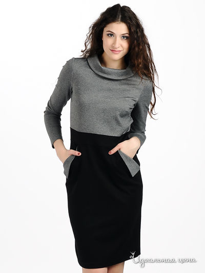 Платье Мультибренд, цвет цвет серый / черный