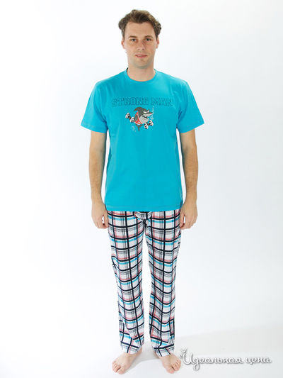 Пижама Atlantic, цвет цвет голубой / принт клетка