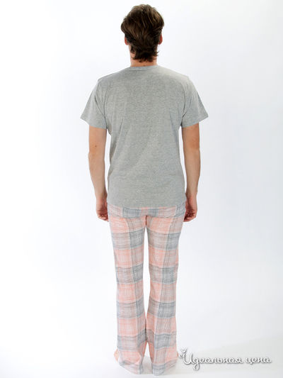 Пижама Atlantic мужская, цвет серый / персиковый