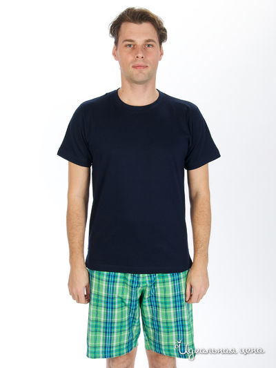 Пижама Atlantic, цвет цвет синий / зеленый / принт клетка