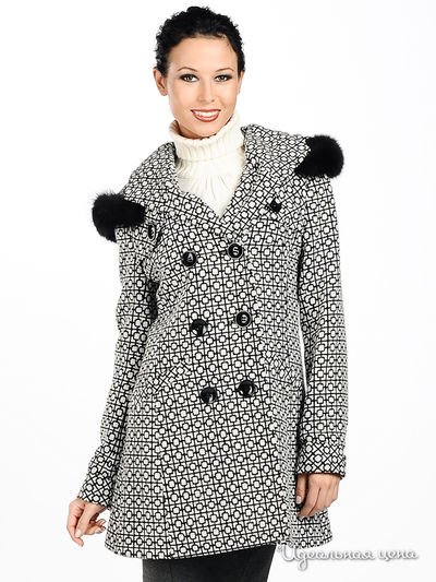 Пальто Снежная королева, цвет цвет черный / белый