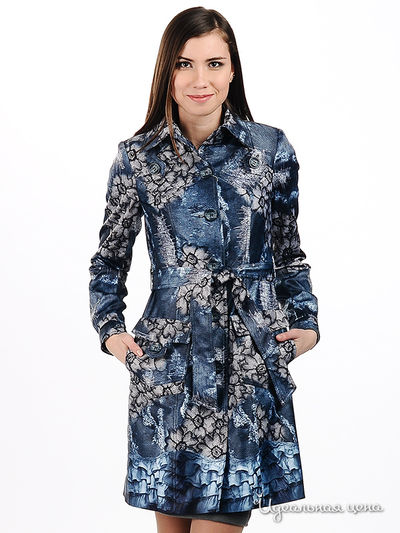 Плащ Alisa fashion, цвет цвет синий / белый / черный