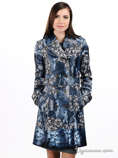 Плащ Alisa fashion, цвет цвет синий / белый / черный