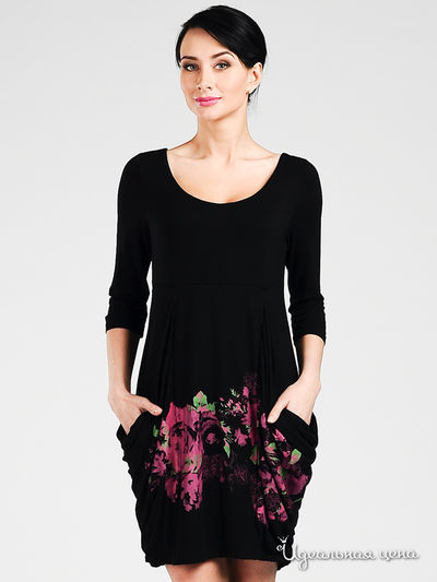 Платье Мультибренд, цвет цвет черный с принтом