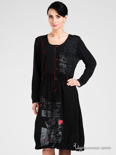 Платье Мультибренд, цвет цвет черный с принтом