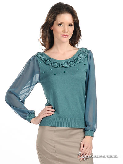 Джемпер Снежная королева, цвет цвет сине-зеленый