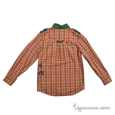 рубашка Gulliver &quot;ШЕРИФ&quot; для мальчика, цвет оранжевый / принт клетка, рост 92-122 см