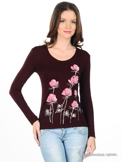 Лонгслив Наталья Новикова, цвет цвет темно-бордовый