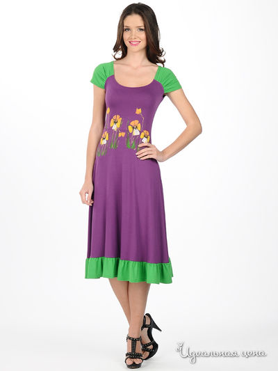 Платье Наталья Новикова, цвет цвет сиреневый / салатовый