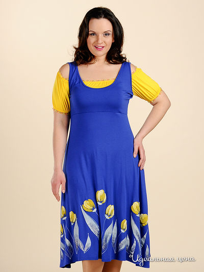 Платье Наталья Новикова, цвет цвет васильковый / желтый