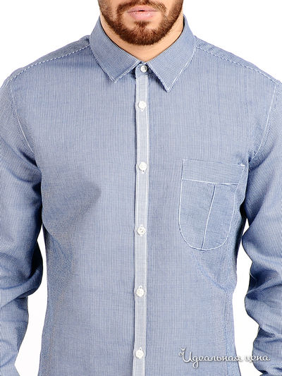 Рубашка Moschino MS мужская, цвет синий / белый
