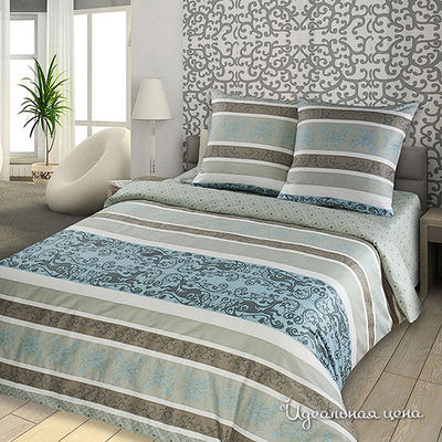 Комплект постельного белья Letto&amp;Levele, цвет серый / голубой, 2х спальный
