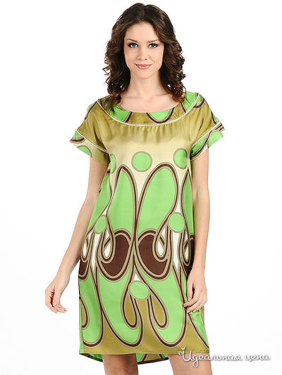 Платье Мультибренд, цвет цвет зеленый / коричневый