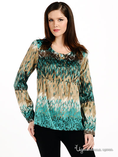 Блузка Apriori, цвет цвет бирюзовый / коричневый