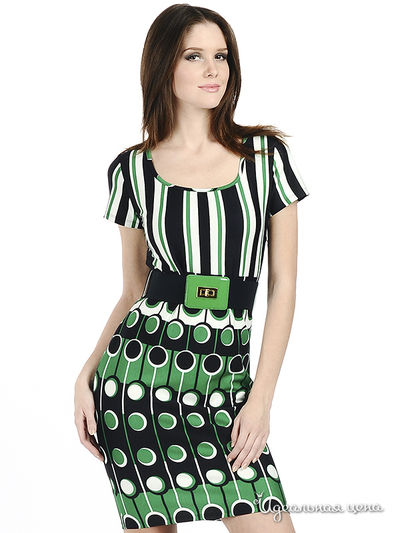 Платье Pole & Pole, цвет цвет зеленый / темно-синий / молочный