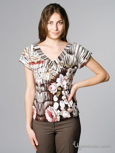 Футболка CARIBA, цвет цвет белый / коричневый