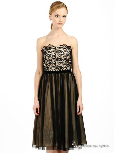 Платье JS Collection, цвет цвет черный / бежевый