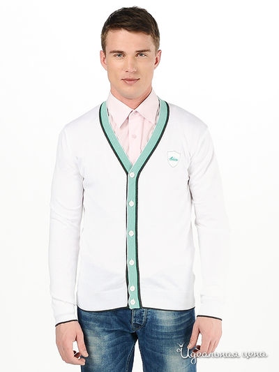 Кардиган Woollen Art, цвет цвет белый / бирюзовый