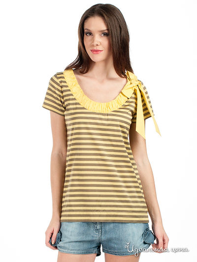 Футболка Moschino, цвет цвет желтый / коричневый