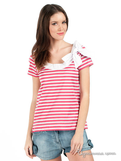 Футболка Moschino, цвет цвет белый / розовый