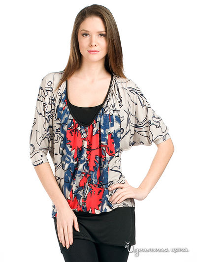 Блуза Analily, цвет цвет светло-серый / красный / синий