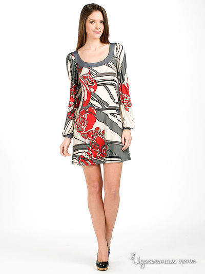 Платье Analily, цвет цвет серый / белый / красный