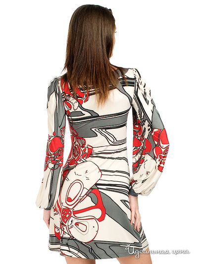 Платье Analily женское, цвет серый / белый / красный