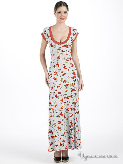 Платье Adzhedo женское, цвет светло-серый / принт вишенки