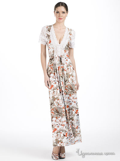 Платье Adzhedo, цвет цвет белый / коричневый / оранжевый