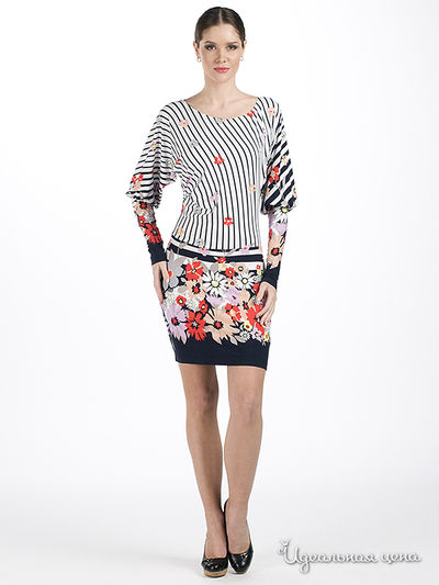 Платье Adzhedo, цвет цвет черный / белый / принт цветы