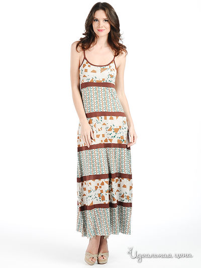 Платье Silvian Heach, цвет цвет коричневый / бежевый / изумрудный