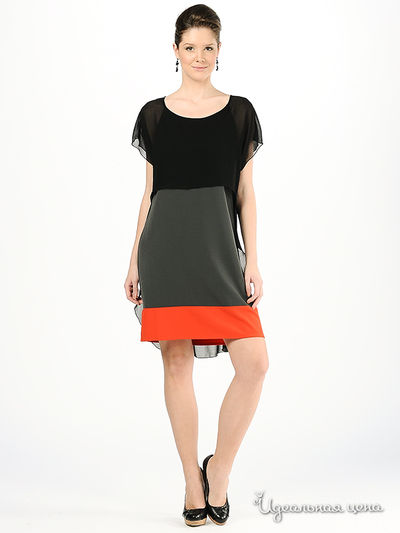 Платье Мультибренд, цвет цвет серый / черный / красный