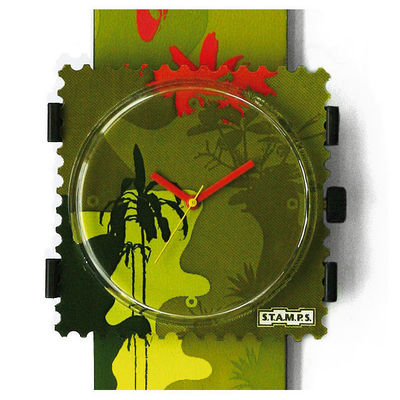 Часы Stamps унисекс, цвет болотный / зеленый / красный