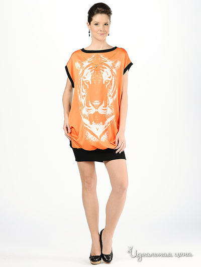 Платье Мультибренд, цвет цвет оранжевый / белый / черный