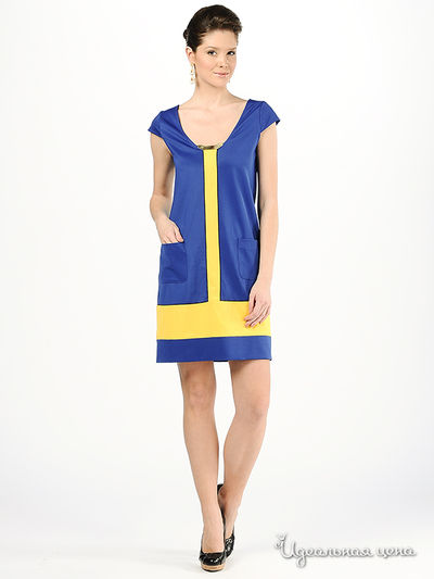 Платье Мультибренд, цвет цвет голубой / желтый