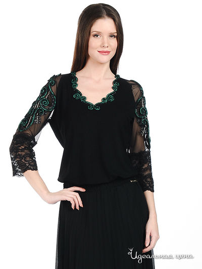 Блузка Eden Rose, цвет цвет черный / зеленый