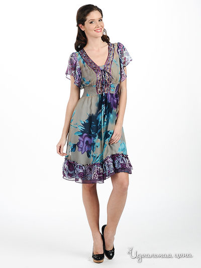 Платье Мультибренд, цвет цвет фиолетовый / бежевый / голубой