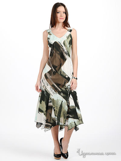Платье Pezzo, цвет цвет коричневый / зеленый / белый