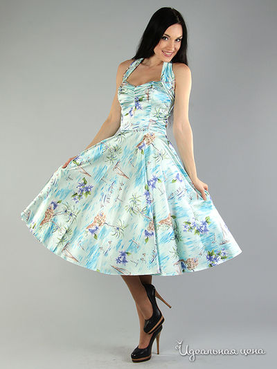 Платье Diva, цвет цвет голубой / принт пальмы